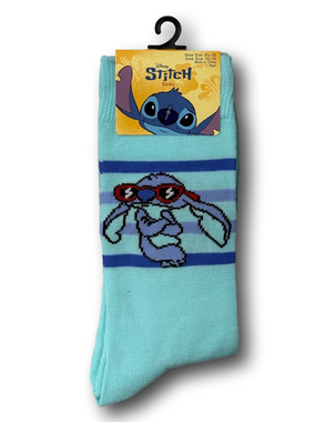 3/$20 Disney Stitch Wearing Sunglasses Funny Novelty Crew Socks - NWT